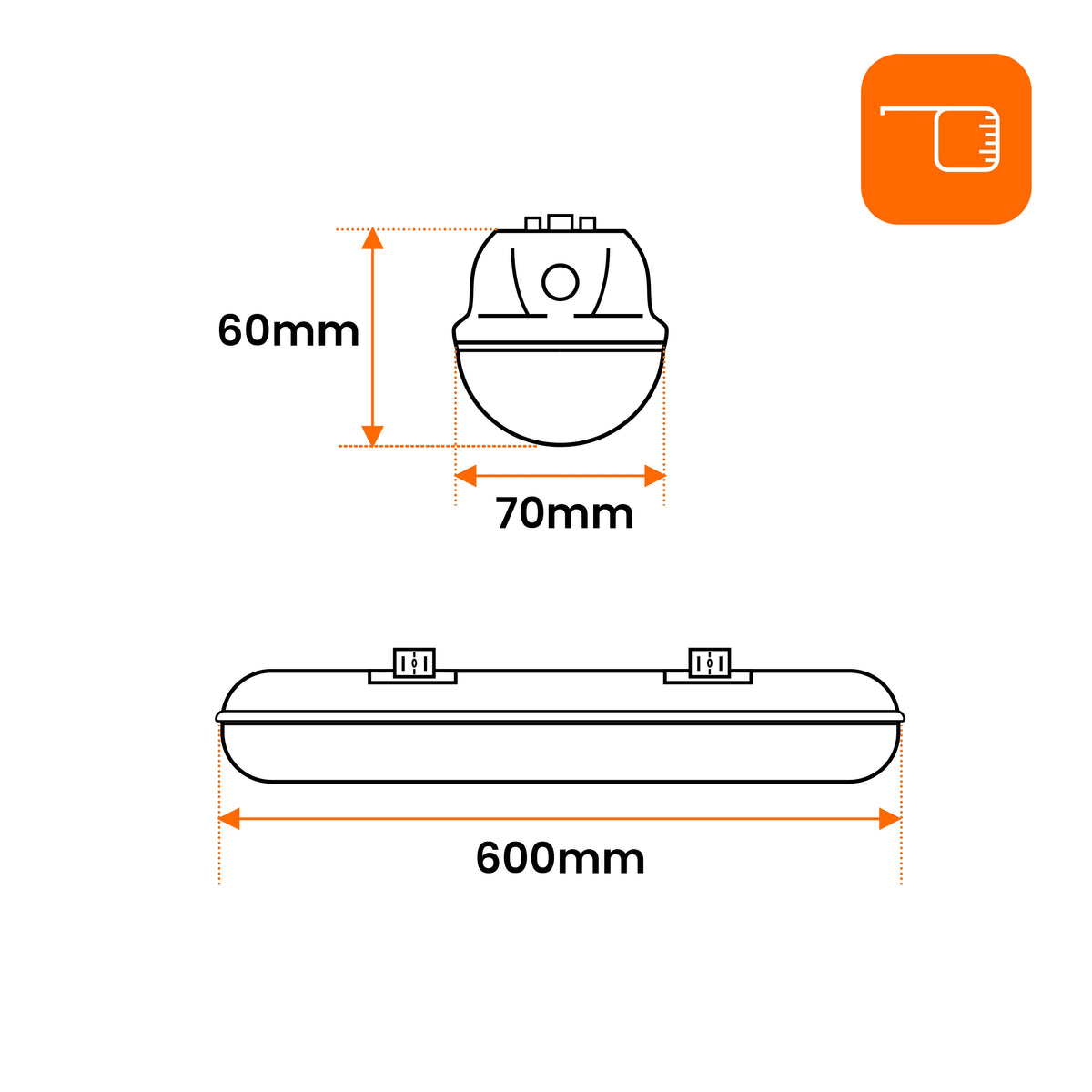 Prachotěsné LED svítidlo 20 W, 60 cm, IP65