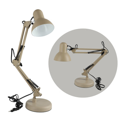 Béžová stolní lampa E27, nastavitelná, s klipsem