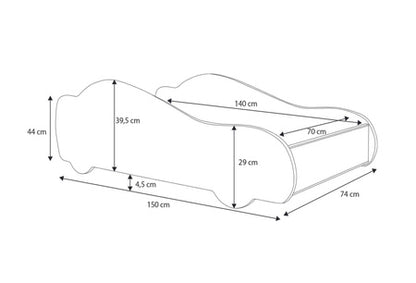 Dětská postel BATCAR 140 × 70 cm s matrací – motiv BACCAR