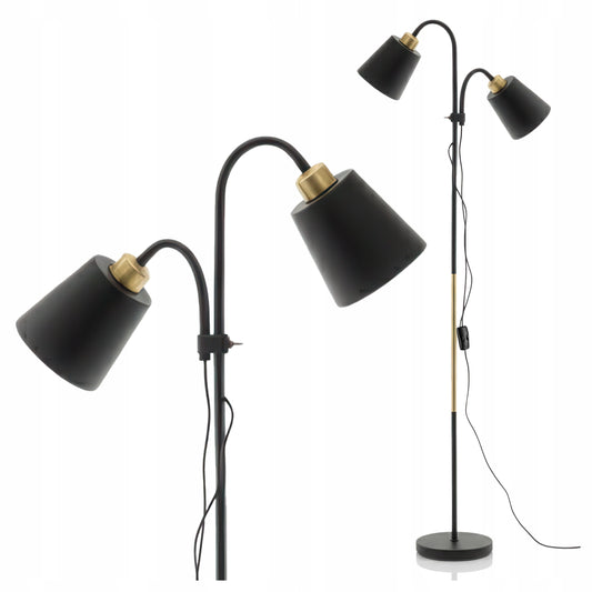 Černá LED stojací lampa, nastavitelná