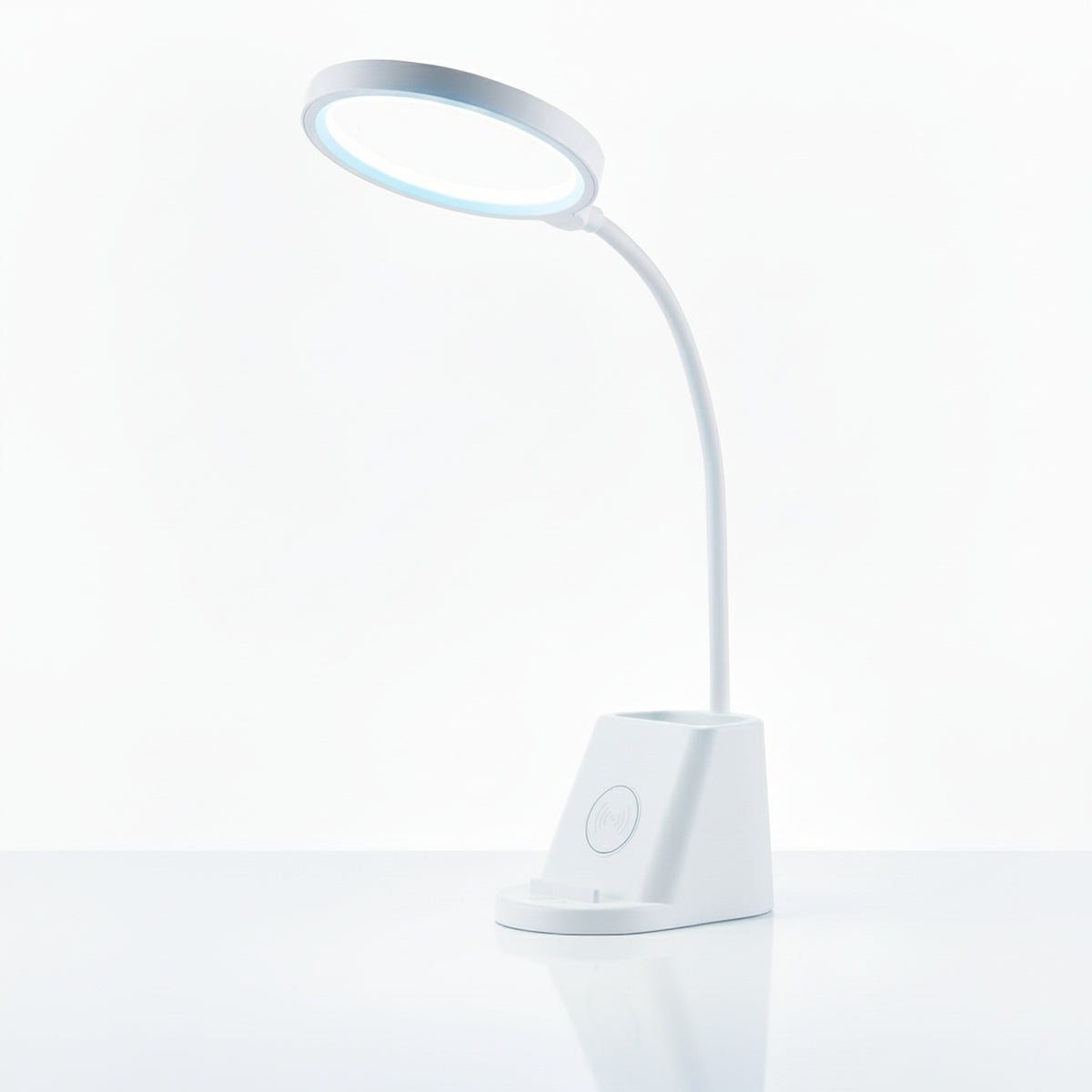 LED stolní lampa, s bezdrátovým nabíjením, s dotykovým ovládáním, nastavitelná, 3 režimy barvy světla, s organizérem