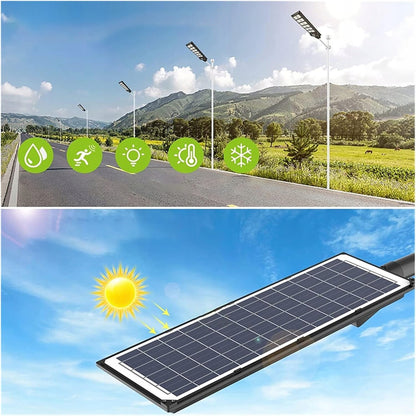 LED solární pouliční svítidlo 6500 K – studená bílá, IP65