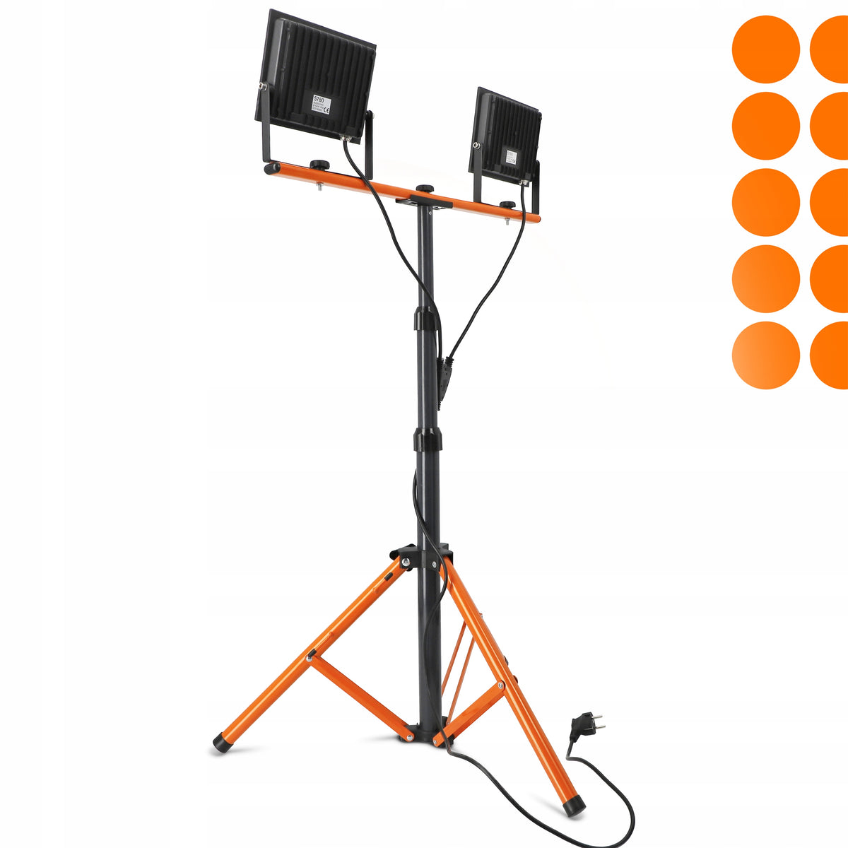 LED pracovní reflektor na stativu 2 × 100 W, 2 × 11 000 lm, 4500 K, IP65, 18 × 14 cm
