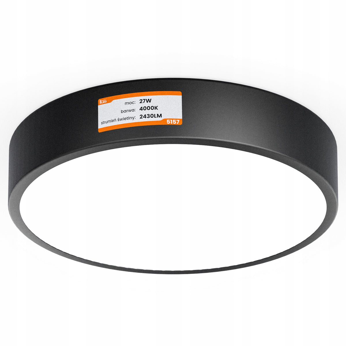Černé kulaté stropní LED svítidlo 27 W, 30 cm