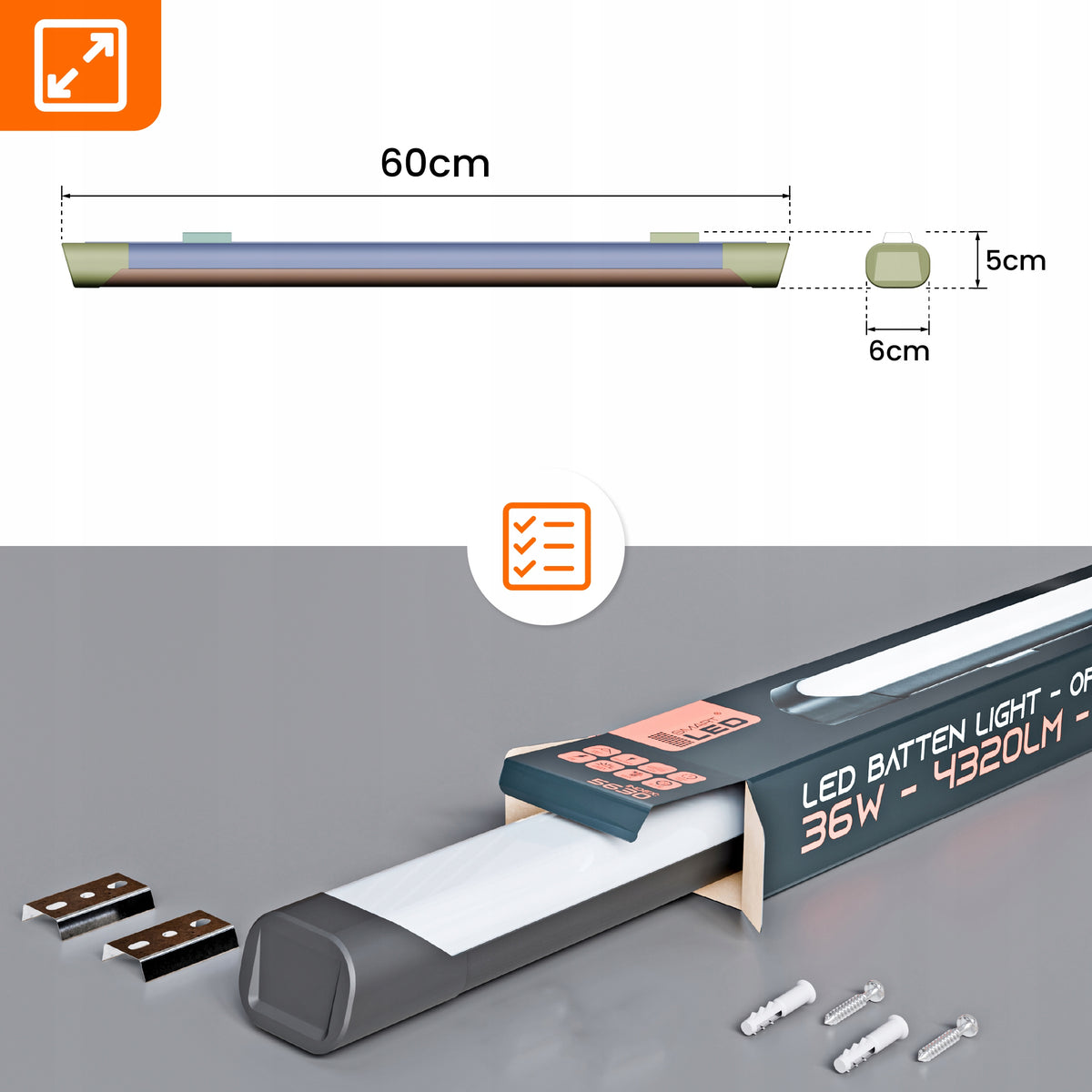 Stropní LED svítidlo 36 W, 4320 lm, 60 cm