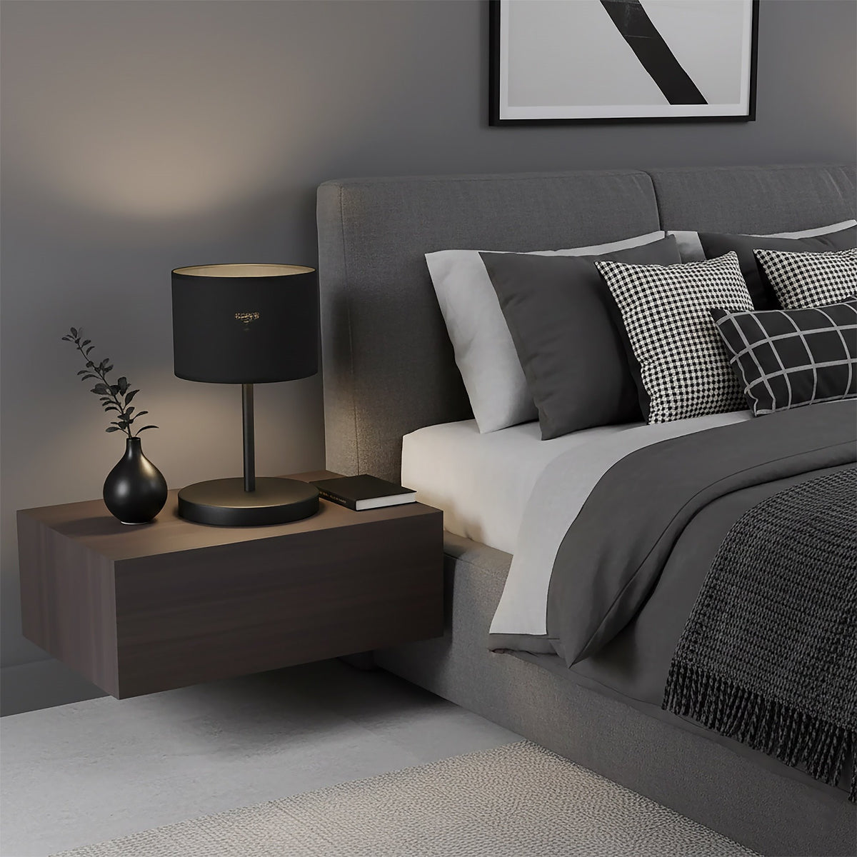 Stolní lampa ECO LN1 – černá, černé textilní stínidlo