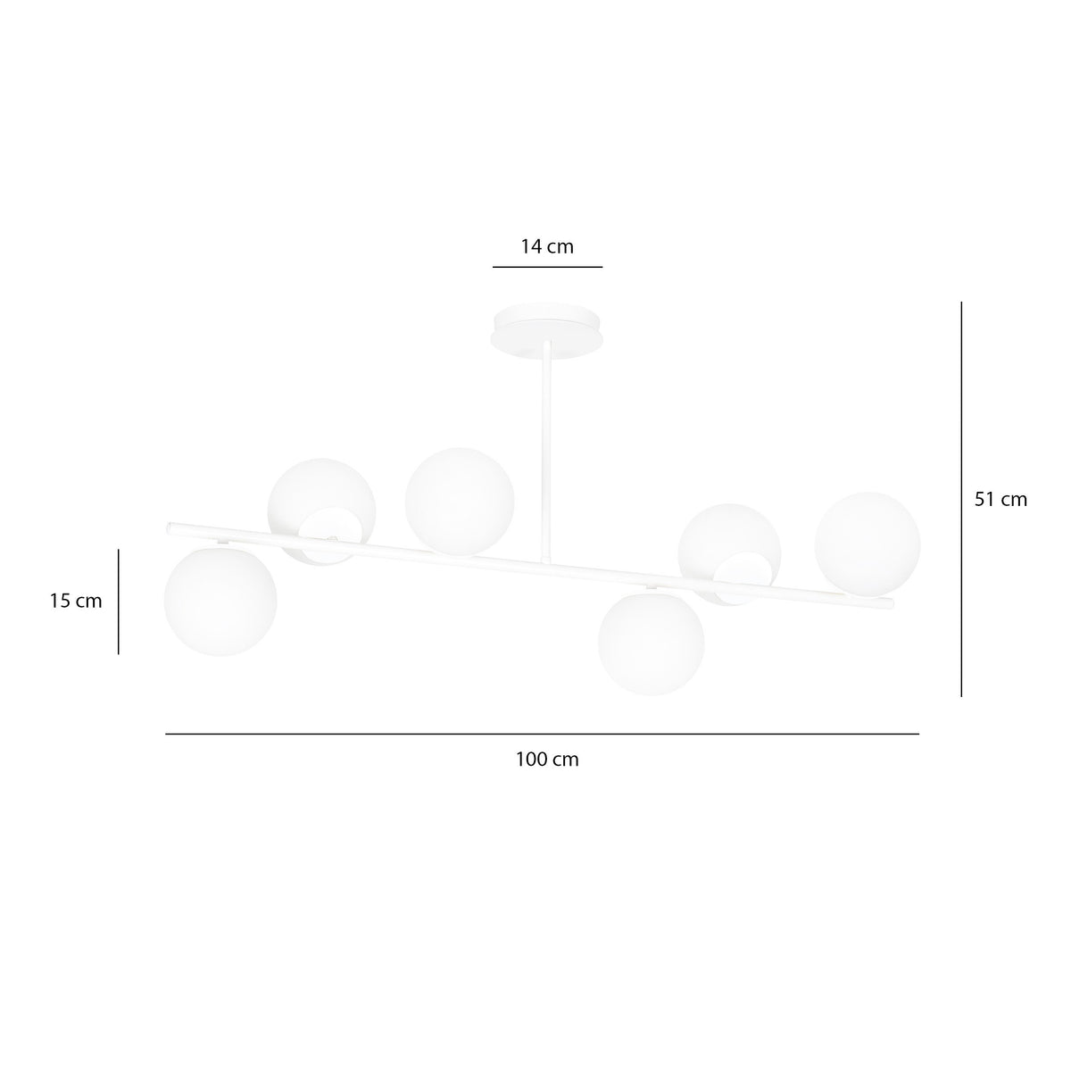 Stropní svítidlo BIOR 6 – bílé, bílé sklo