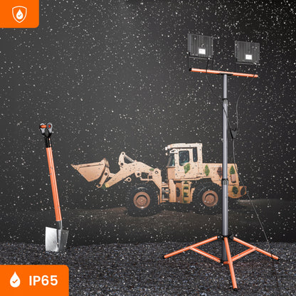 LED pracovní reflektor na stativu 2 × 100 W, 2 × 11 000 lm, 4500 K, IP65, 18 × 14 cm