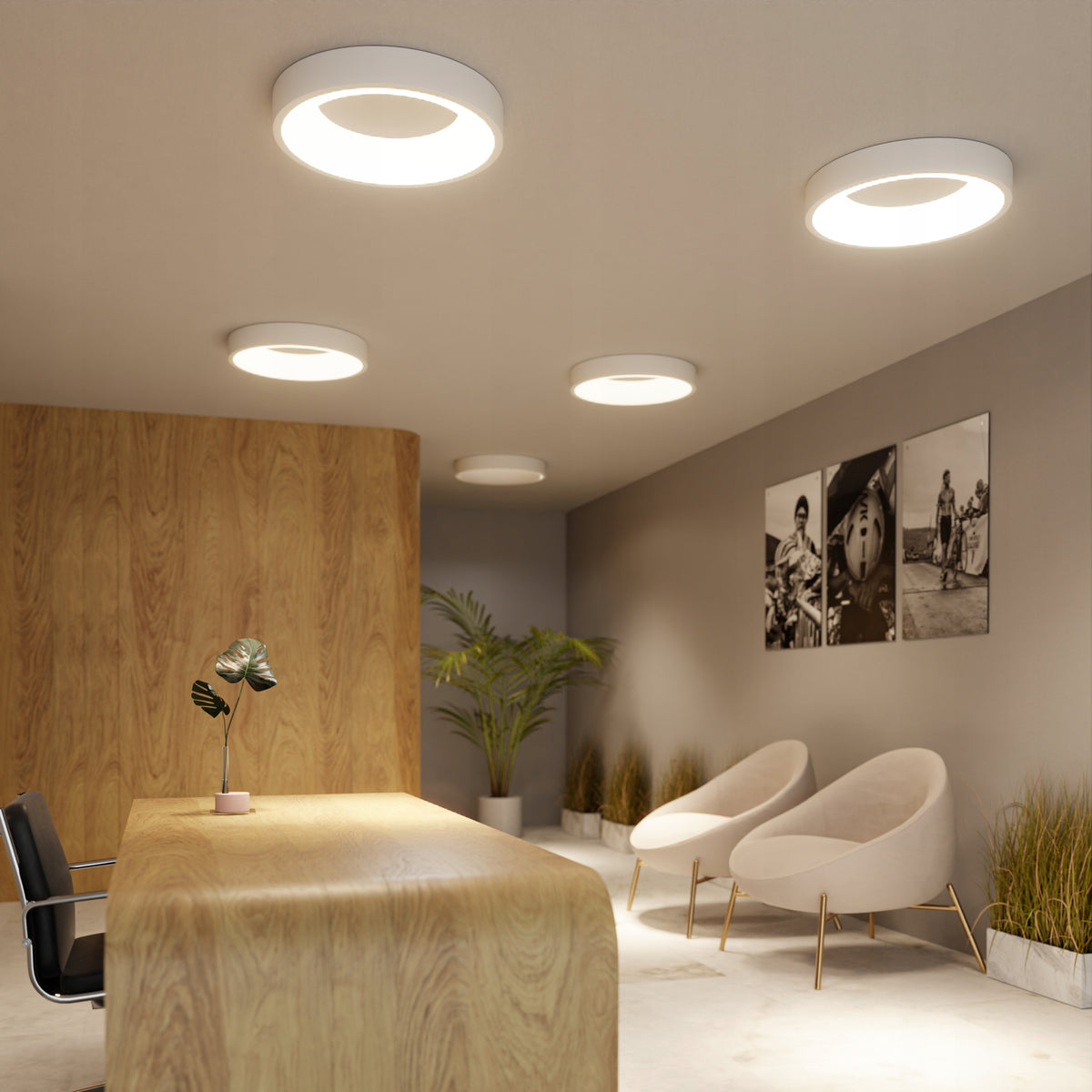 Bílé kulaté stropní LED svítidlo 50 W, 4000 K