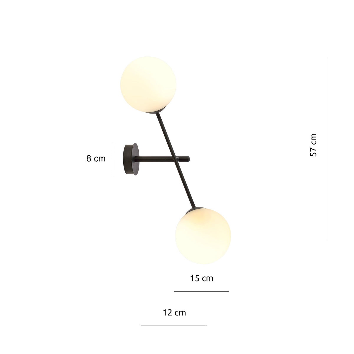 Nástěnné svítidlo LINEAR K2 – černé, opálové sklo