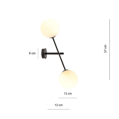 Nástěnné svítidlo LINEAR K2 – černé, opálové sklo