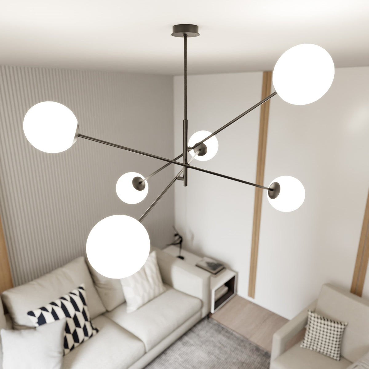 Závěsné svítidlo LINEAR 6 – černé, opálové sklo