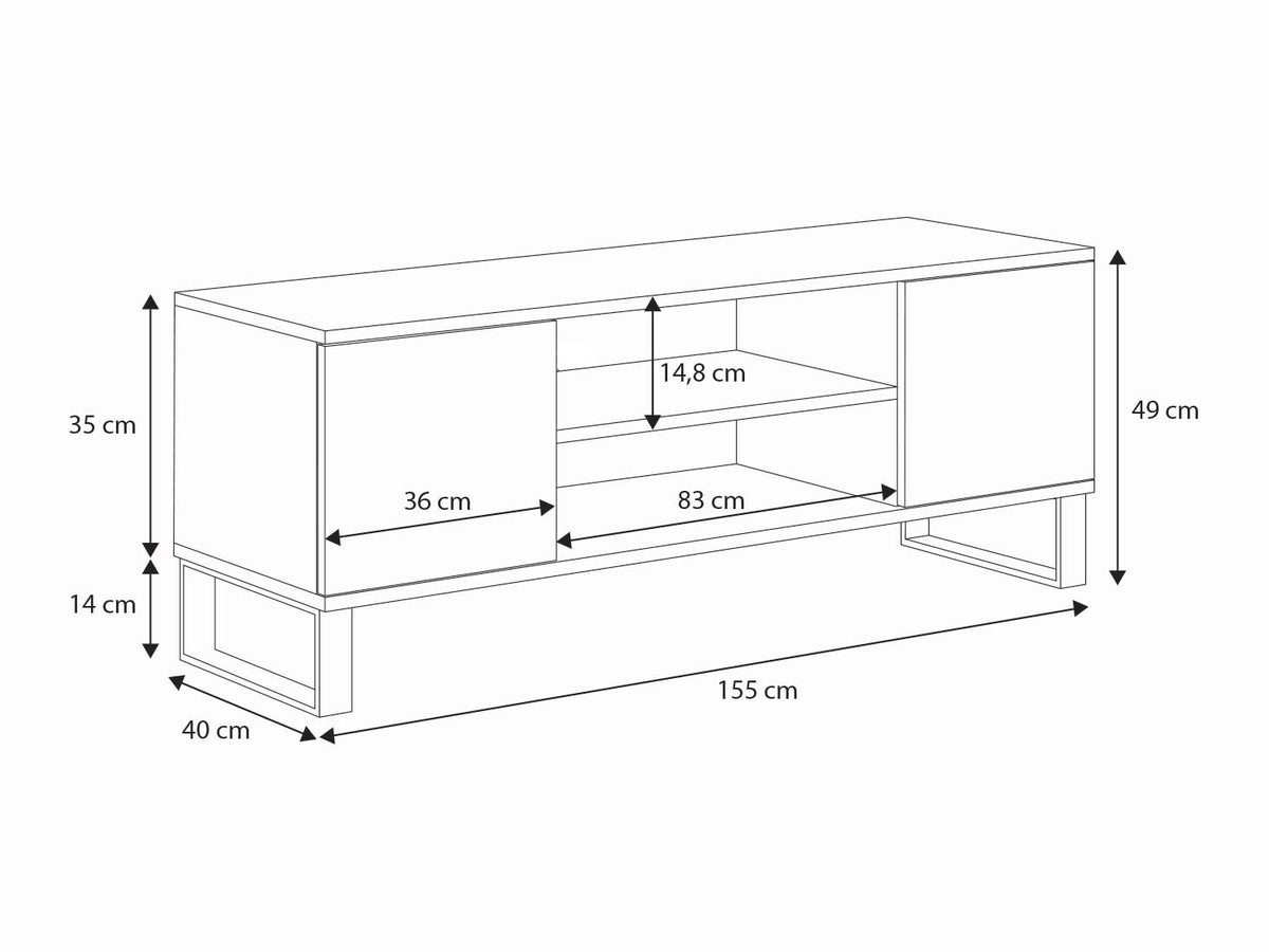 TV stolek FOCUS 155 cm – dub Craft zlatý, loftový styl