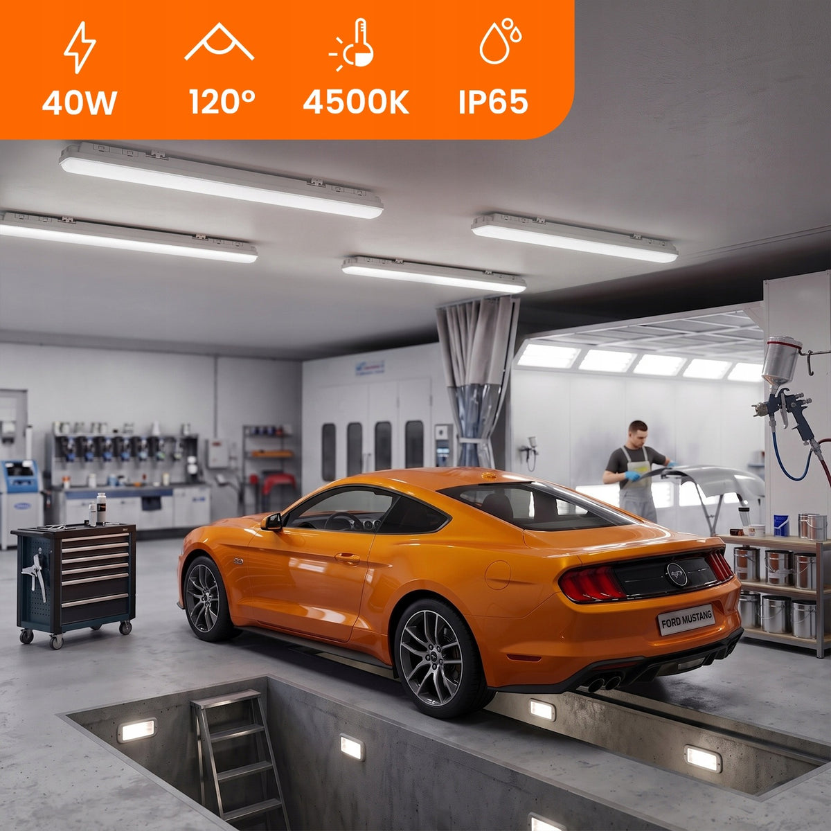 Prachotěsné LED svítidlo 40 W, 120 cm, IP65