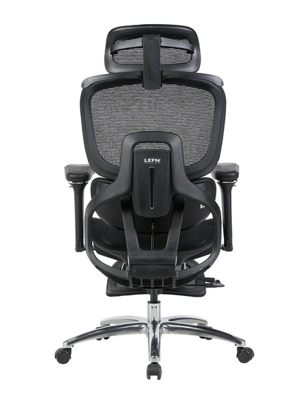 Ergonomická židle AirFlow Pro černá – pohled zezadu na síťové opěradlo a opěrku hlavy