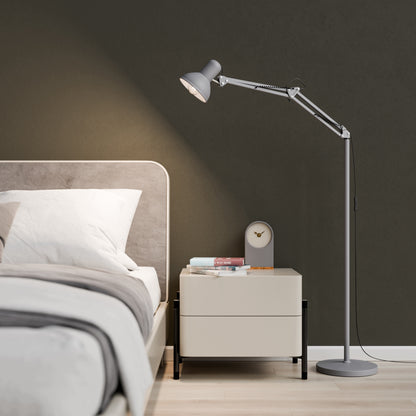 Šedá stojací lampa E27 190 cm, nastavitelná