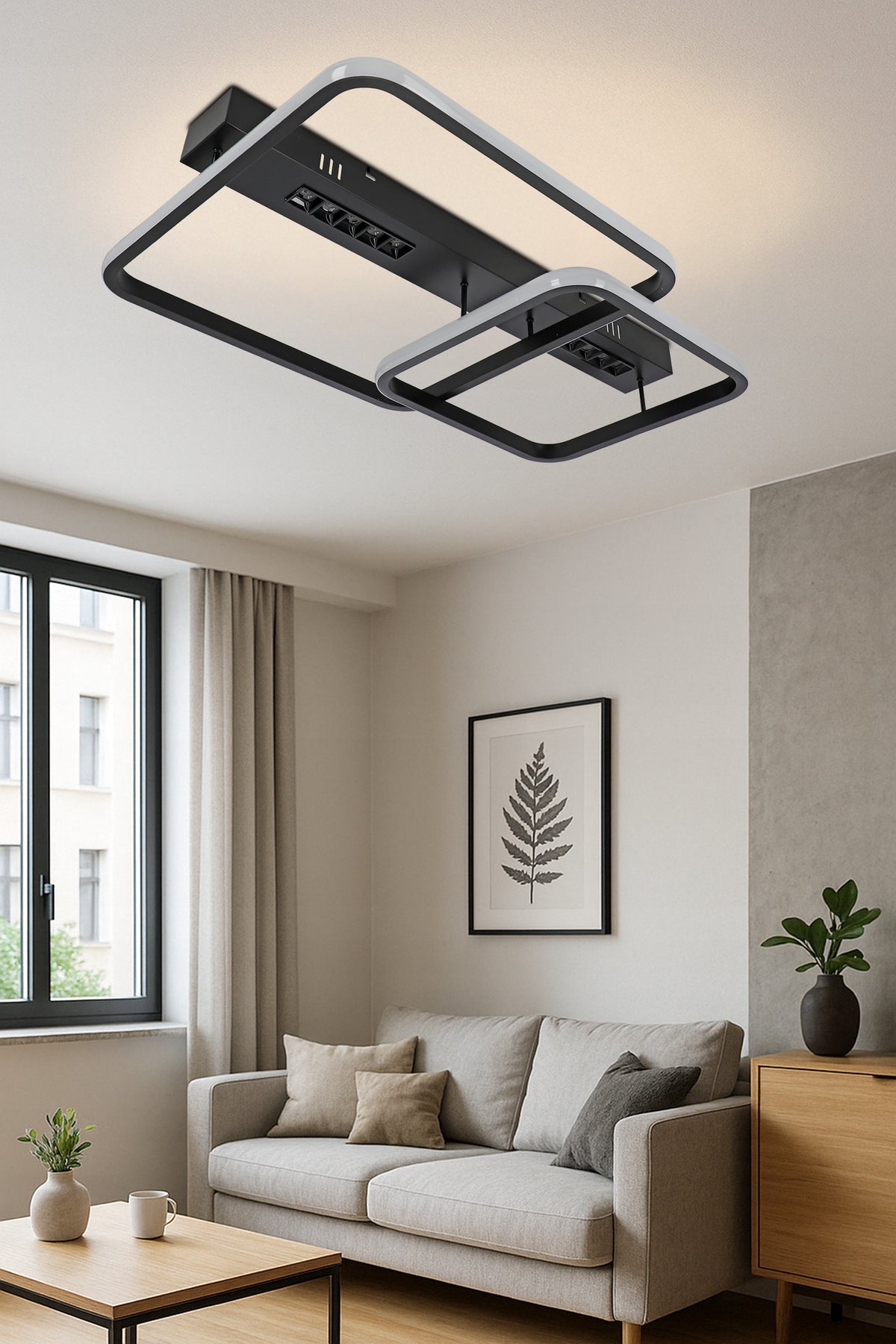 Černé LED závěsné svítidlo 39 W, 3 režimy barvy světla