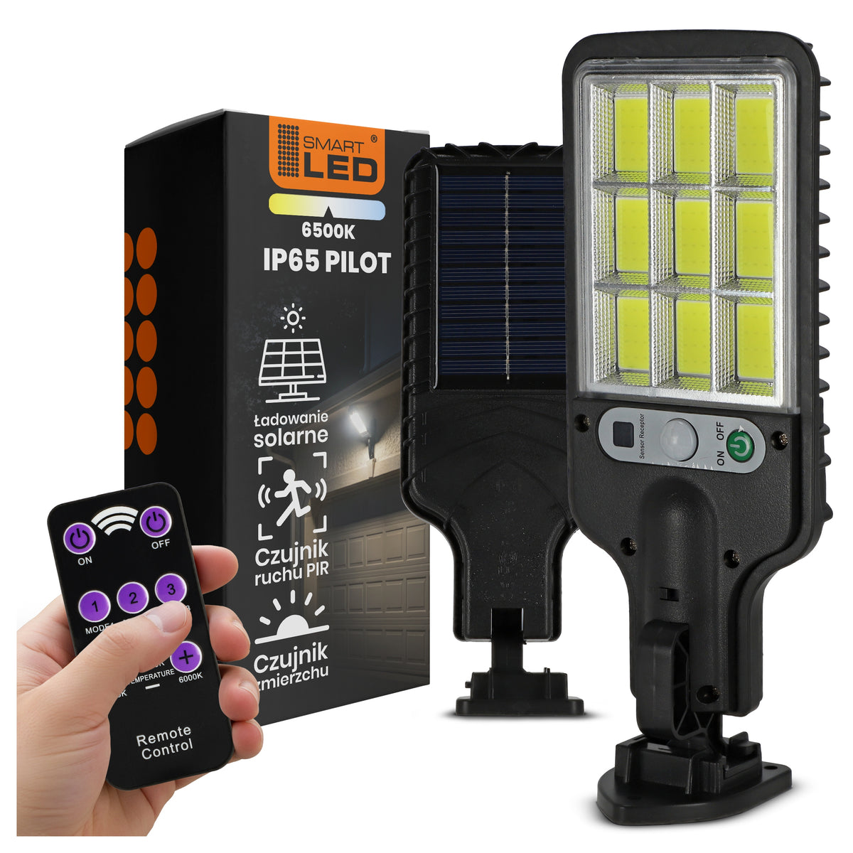 LED solární pouliční svítidlo 6500 K – studená bílá