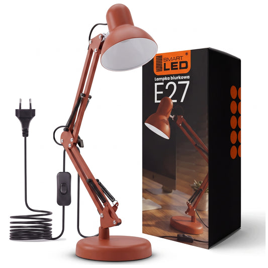 Červená stolní lampa E27, nastavitelná
