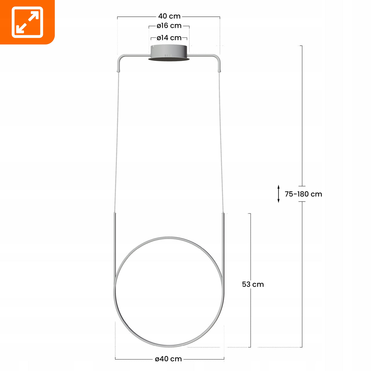 Bílé LED závěsné svítidlo 66 W – teplá bílá