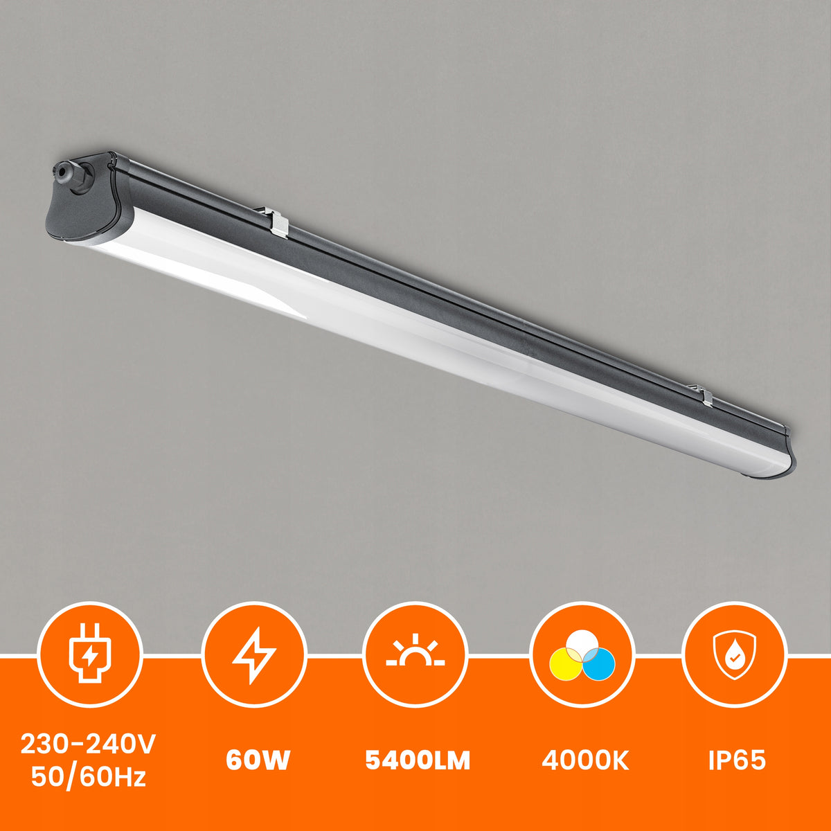 Prachotěsné LED svítidlo 60 W, 120 cm, IP65