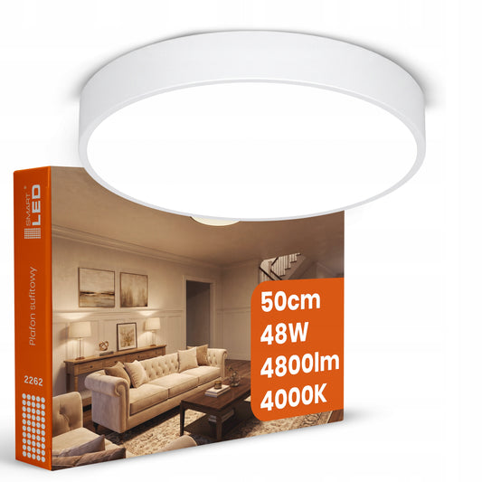 Bílé kulaté stropní LED svítidlo 48 W, 4800 lm, 50 cm