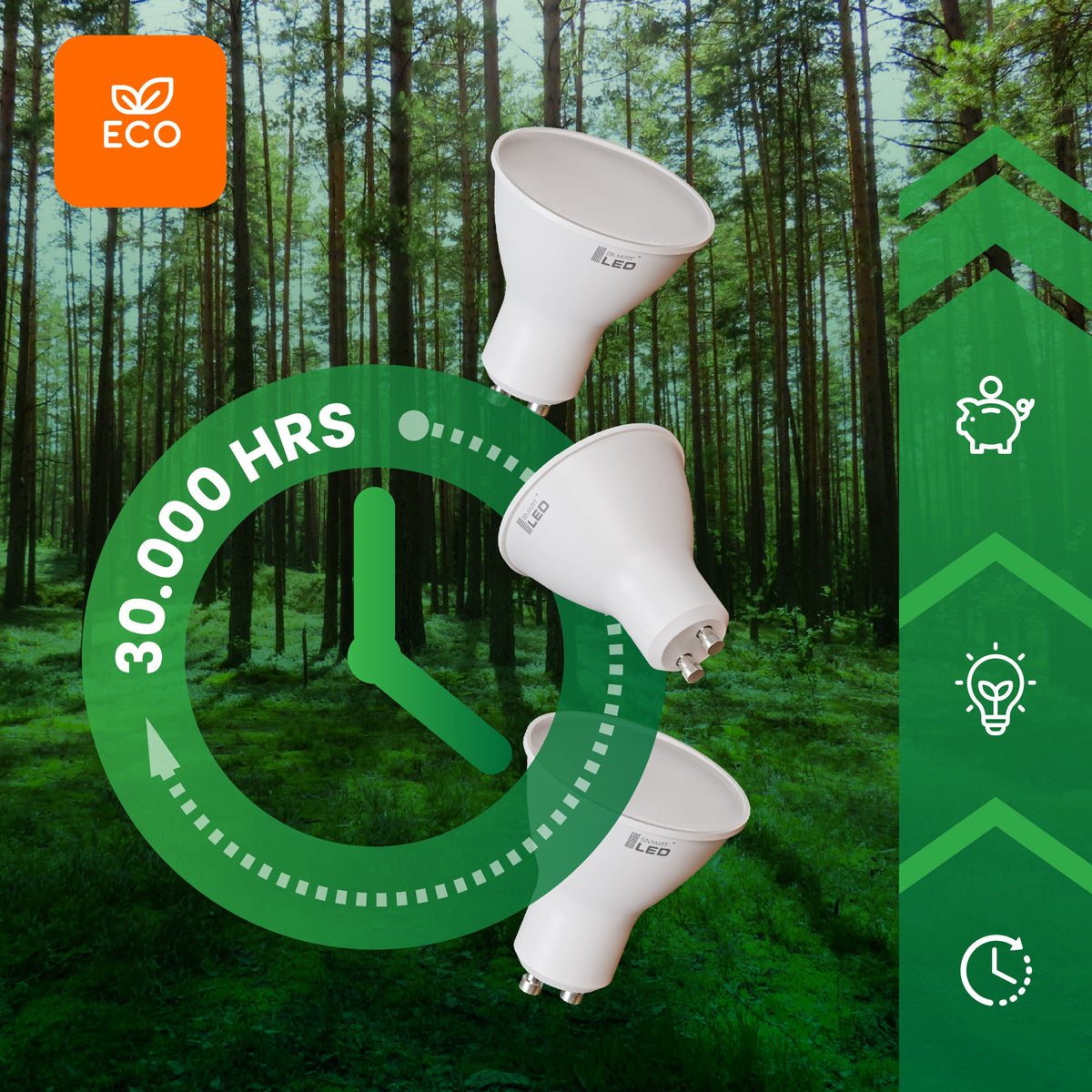 LED žárovka GU10 230 V, 3 W, 250 lm, 6000 K – studená bílá