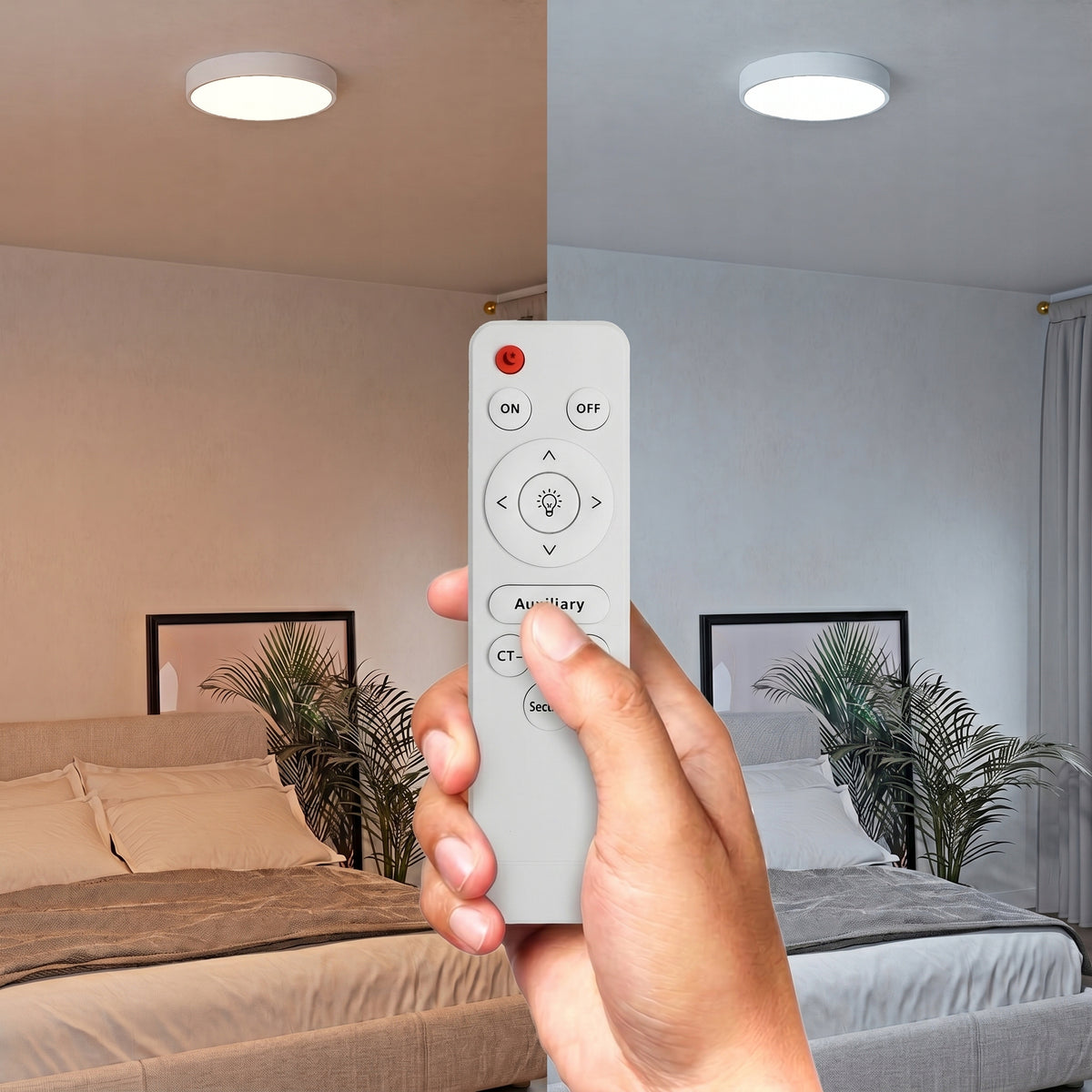 Bílé kulaté stropní LED svítidlo 48 W, 4800 lm, 50 cm, stmívatelné, CCT