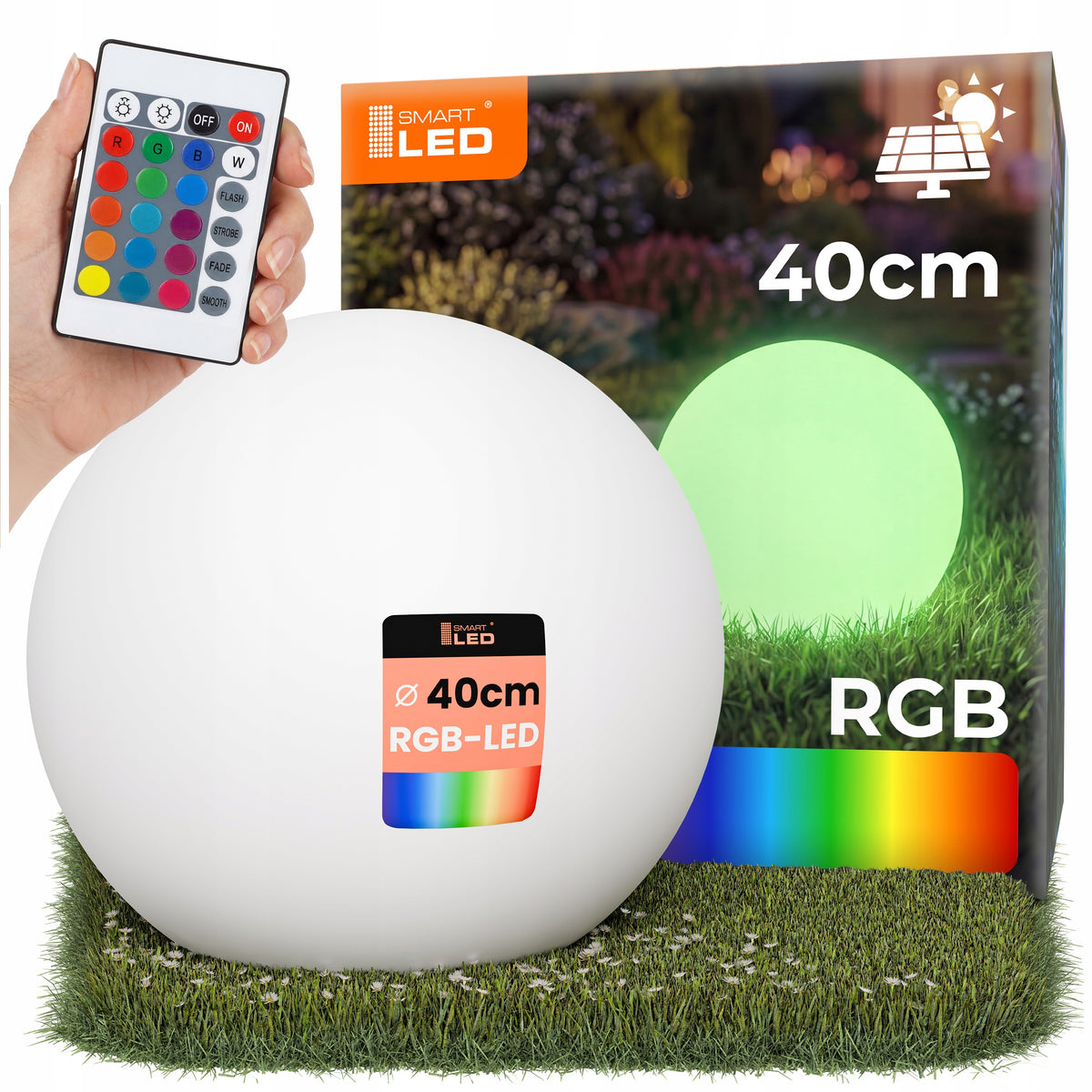 LED solární zápichové svítidlo 40 cm, IP65