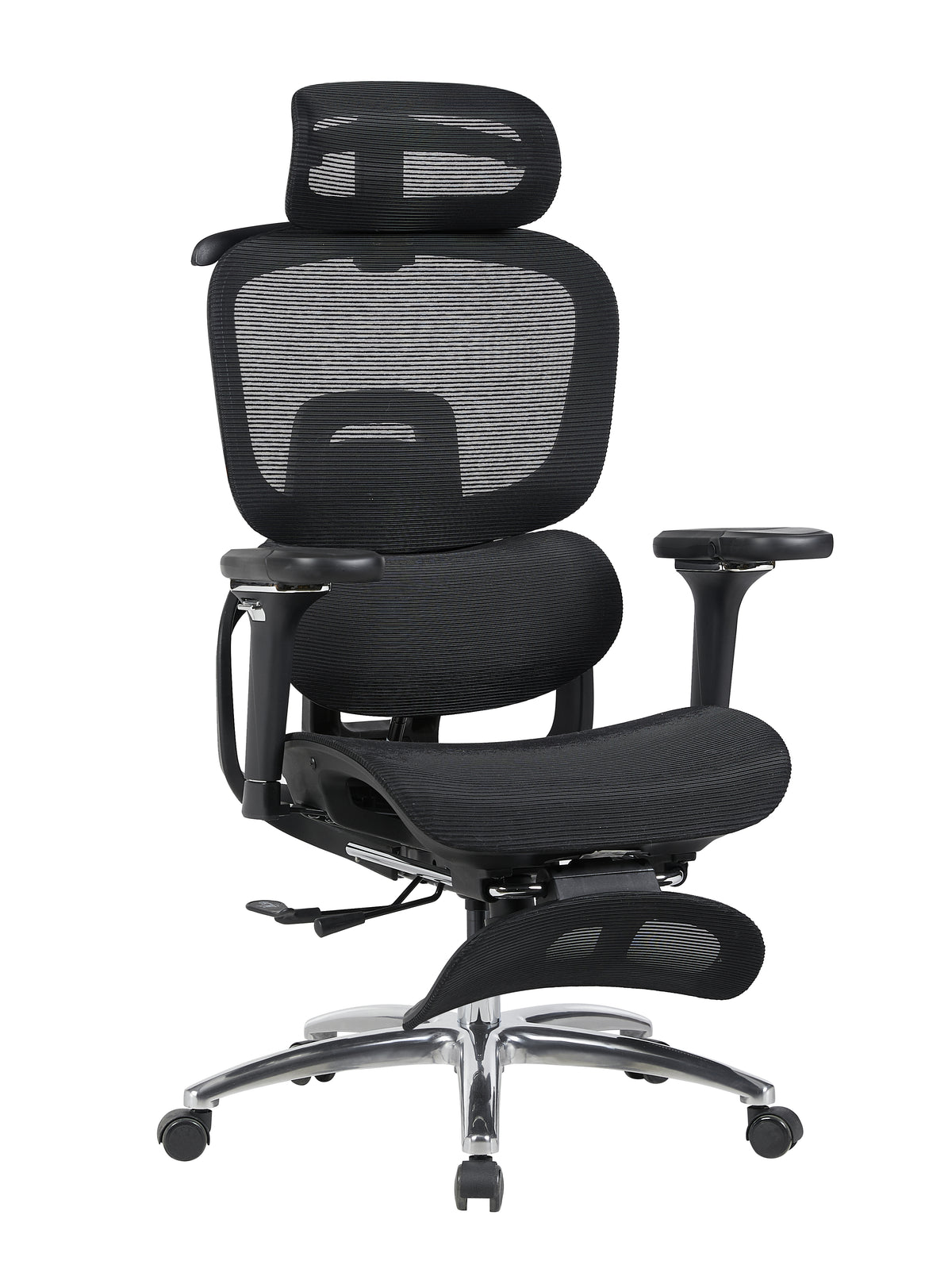 Ergonomická kancelářská židle AirFlow Pro černá se síťovým opěradlem, opěrkou hlavy a podnožkou