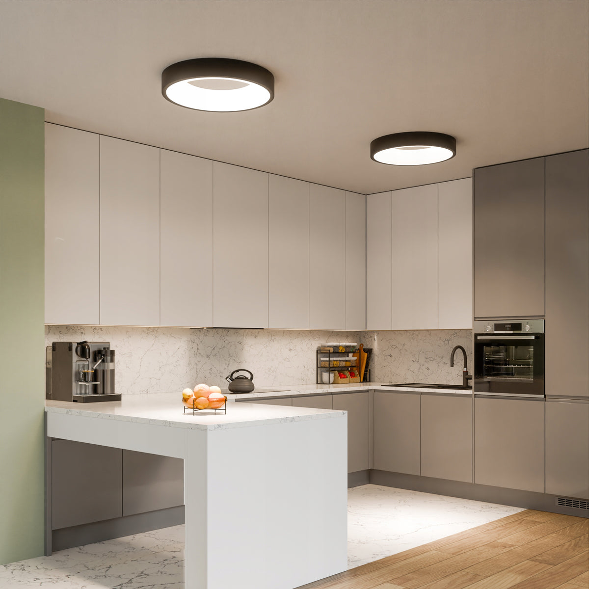 Černé kulaté stropní LED svítidlo 50 W, 4000 K
