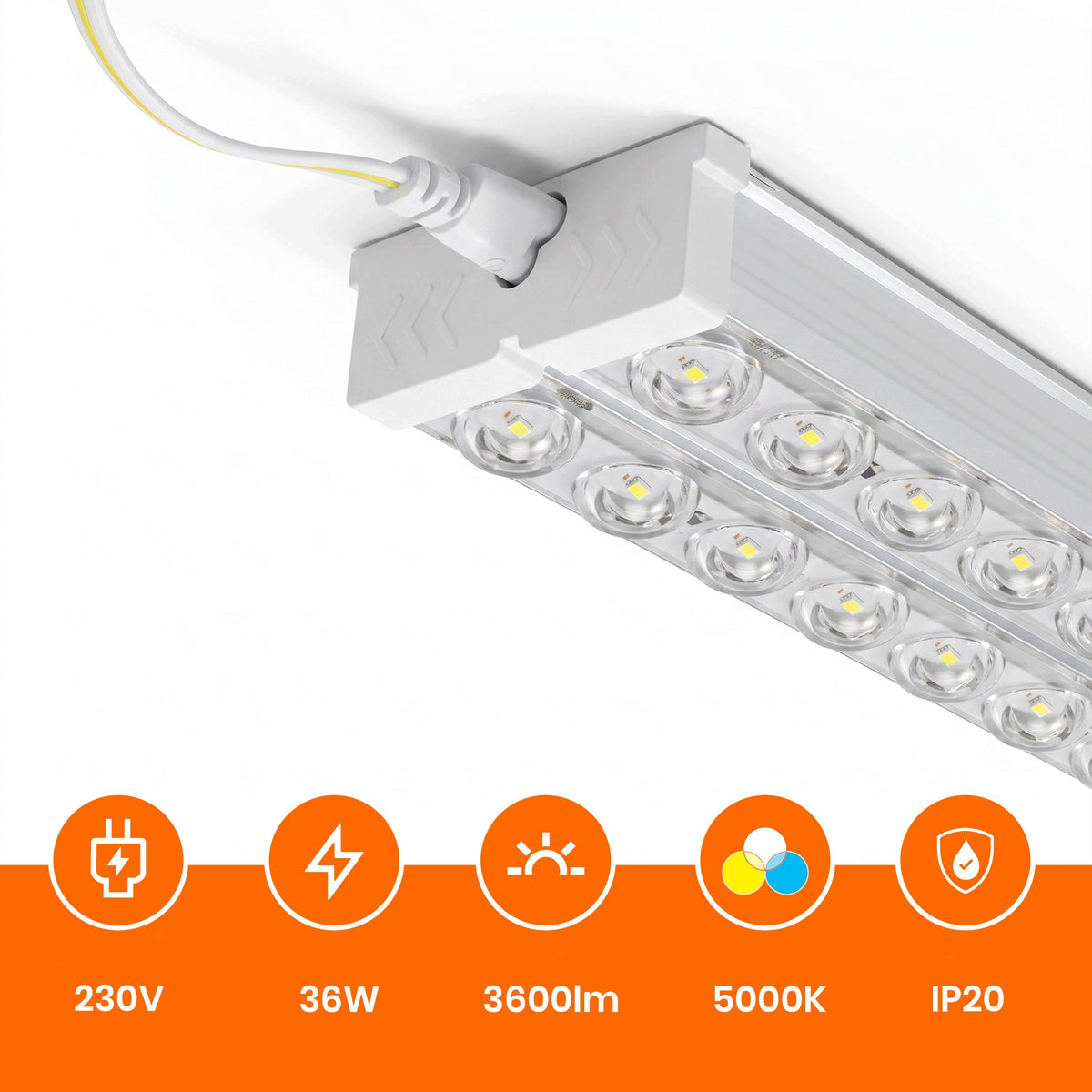 Průmyslové LED svítidlo 36 W, 3600 lm, 60 cm