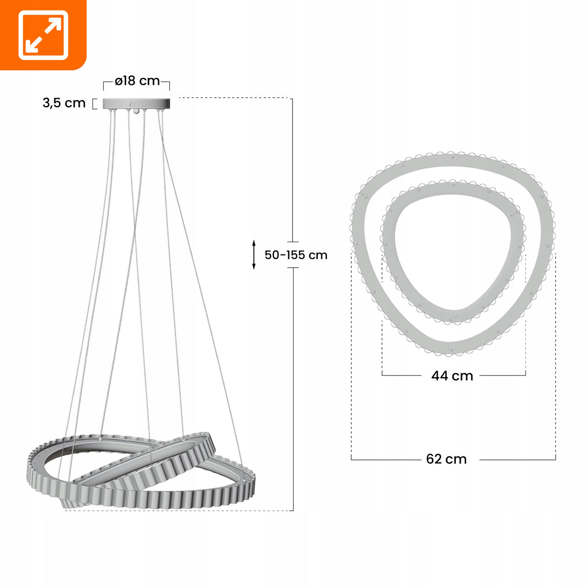Bílé LED závěsné svítidlo 84 W – teplá bílá