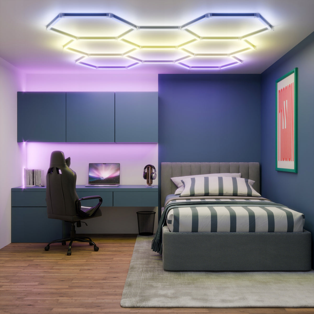 LED HEXAGON osvětlení do garáže 210 W