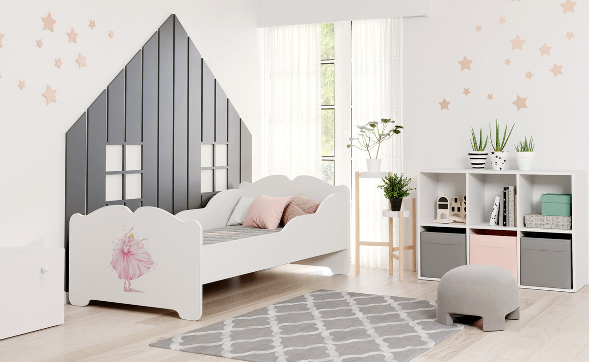 Dětská postel ANNA 160 × 80 cm s matrací – motiv princezna s korunkou