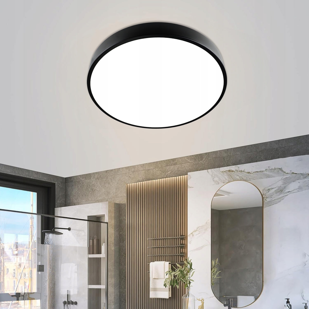 Černé stropní LED svítidlo 30 W, 40 cm