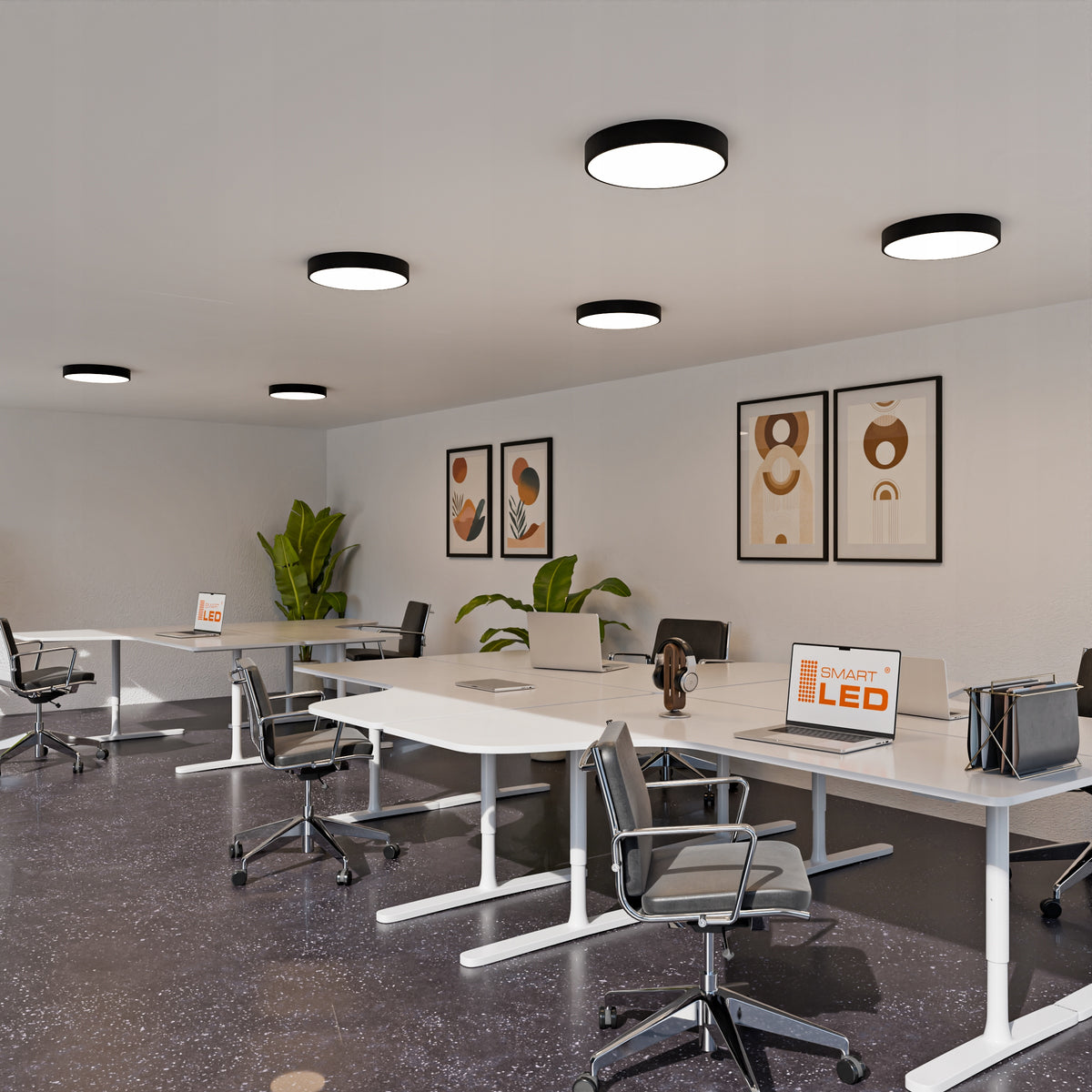 Černé stropní LED svítidlo 36 W, 3600 lm, 4000 K, 40 cm