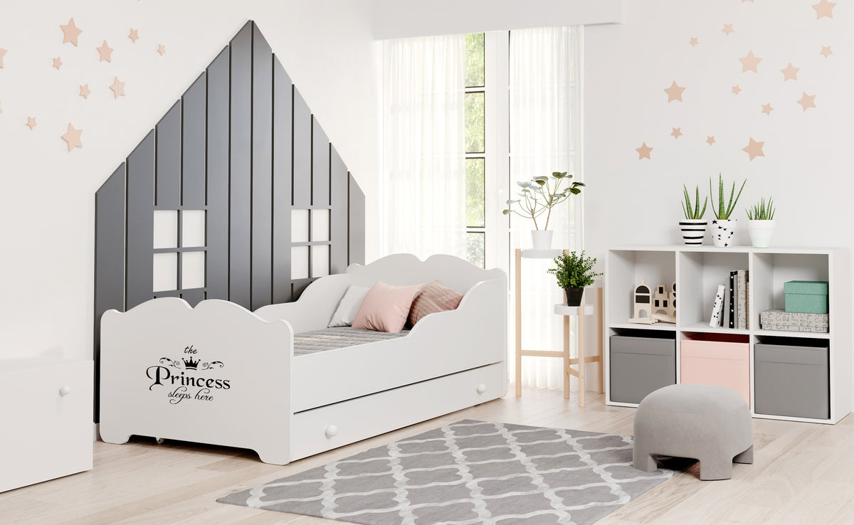 Dětská postel ANNA 160 × 80 cm s úložným šuplíkem – motiv princezna