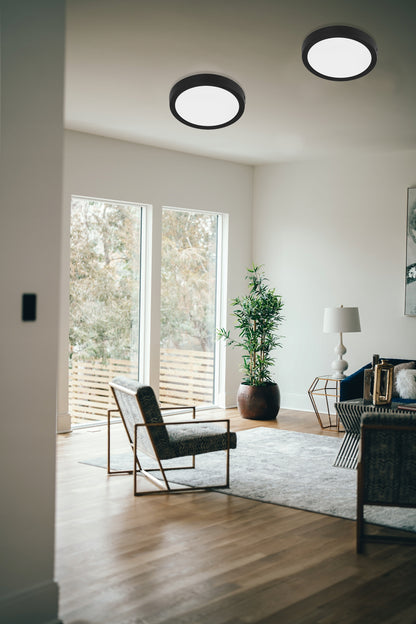 Černé kulaté stropní LED svítidlo 24 W