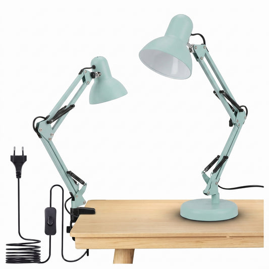 Mátová stolní lampa E27, nastavitelná, s klipsem