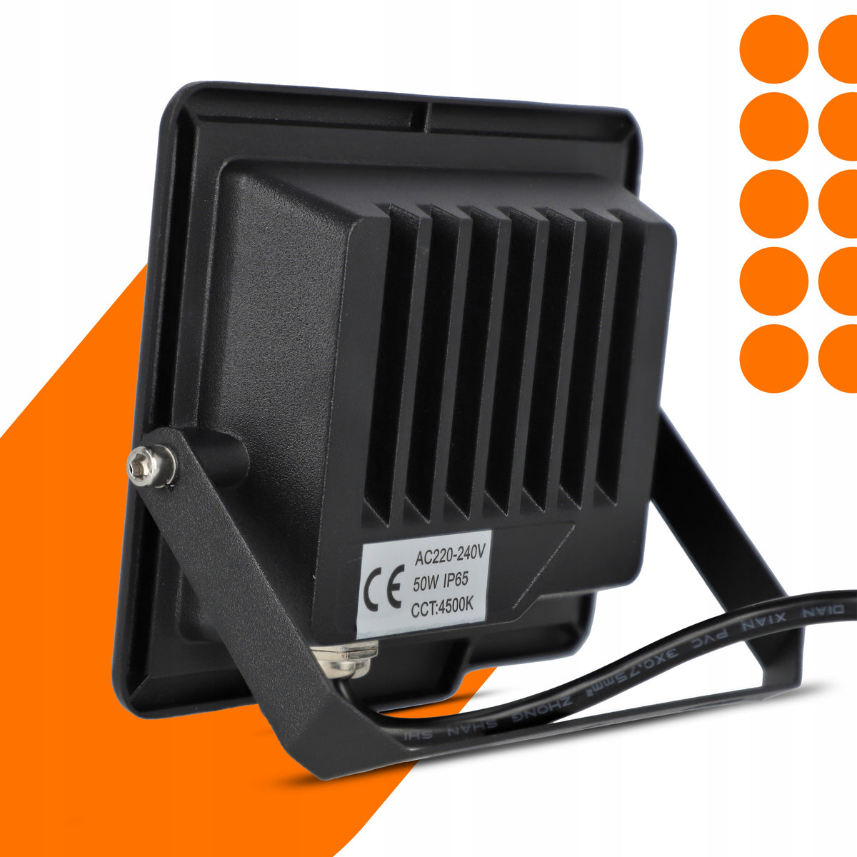 LED reflektor 50 W, 4000 lm, neutrální bílá 4500 K, IP65, 230 V, 15 × 12 cm