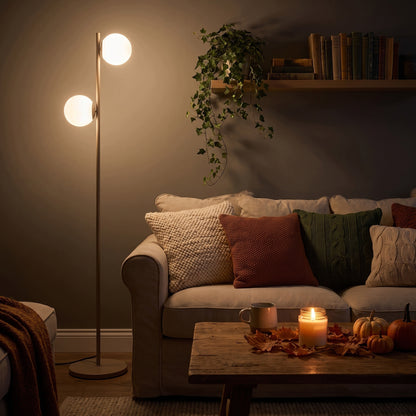 Béžová stojací lampa G9