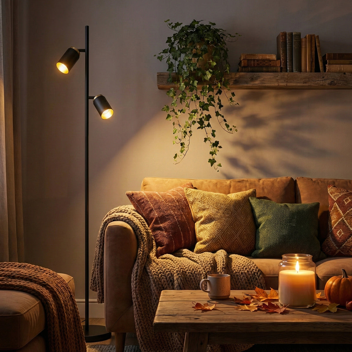 Černá stojací lampa GU10, nastavitelná