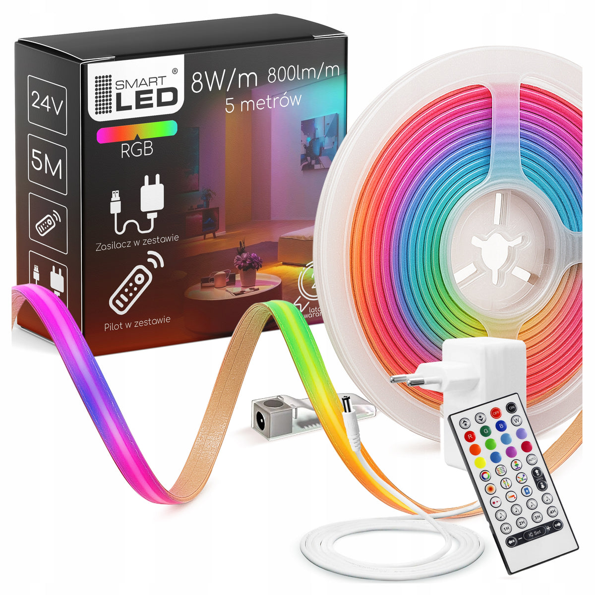 Bílý LED pásek 24 V, 5 m