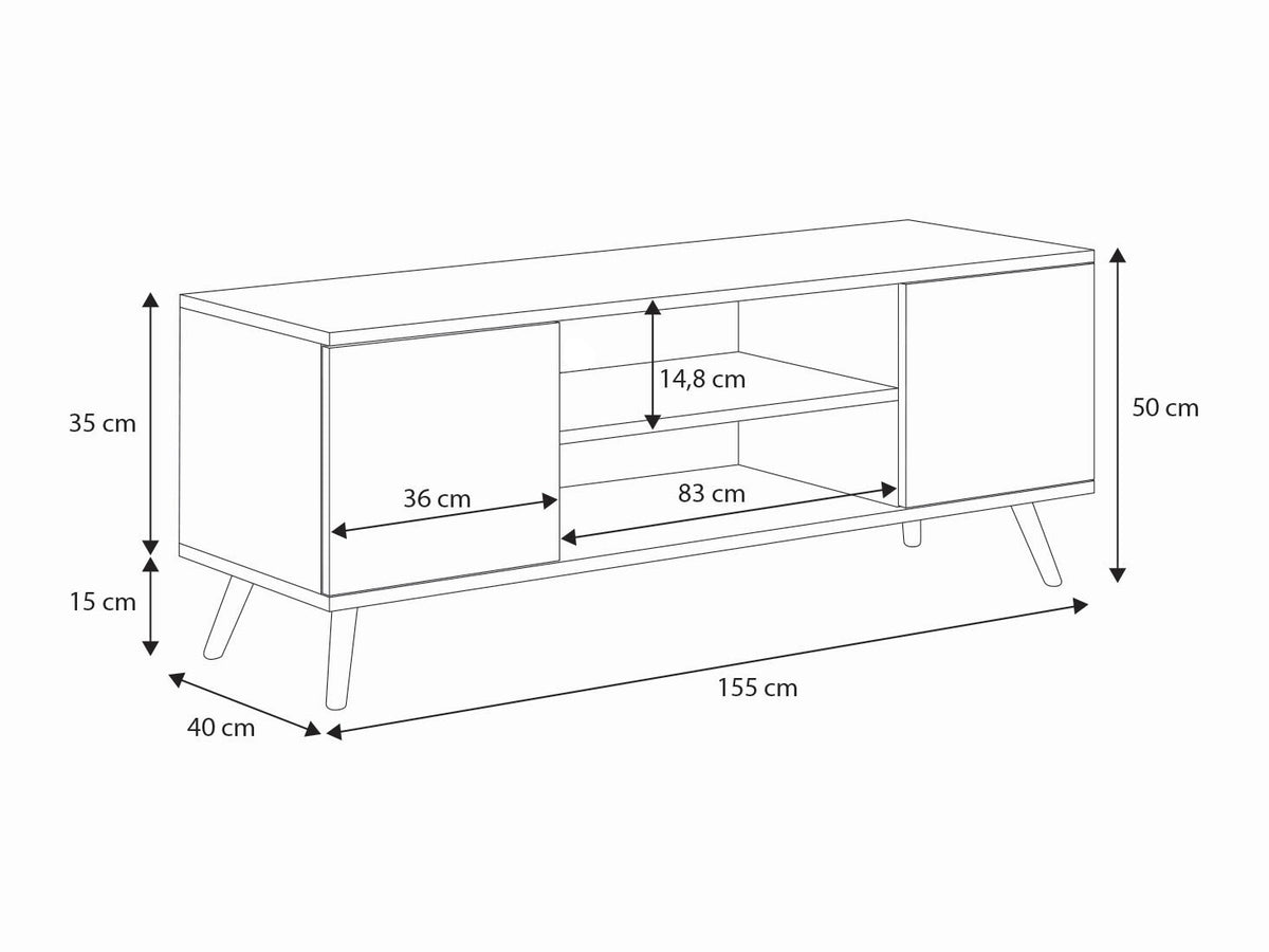 TV stolek FOCUS 155 cm – dub Craft zlatý / bílá