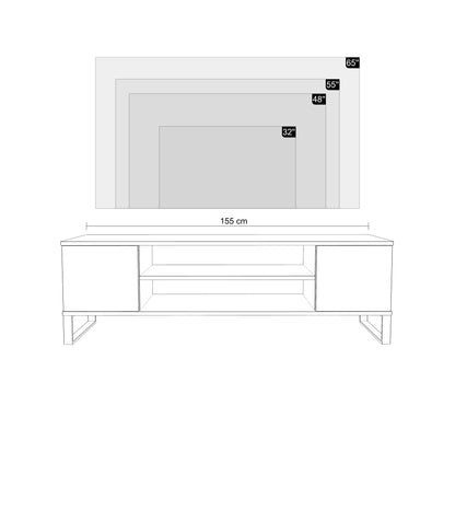 TV stolek FOCUS 155 cm – dub Craft zlatý, loftový styl, lamelový dekor