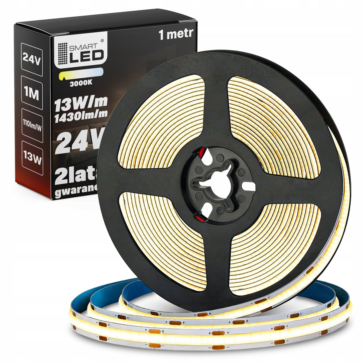 Bílý LED pásek 24 V, 13 W, 1430 lm, 1 m – teplá bílá