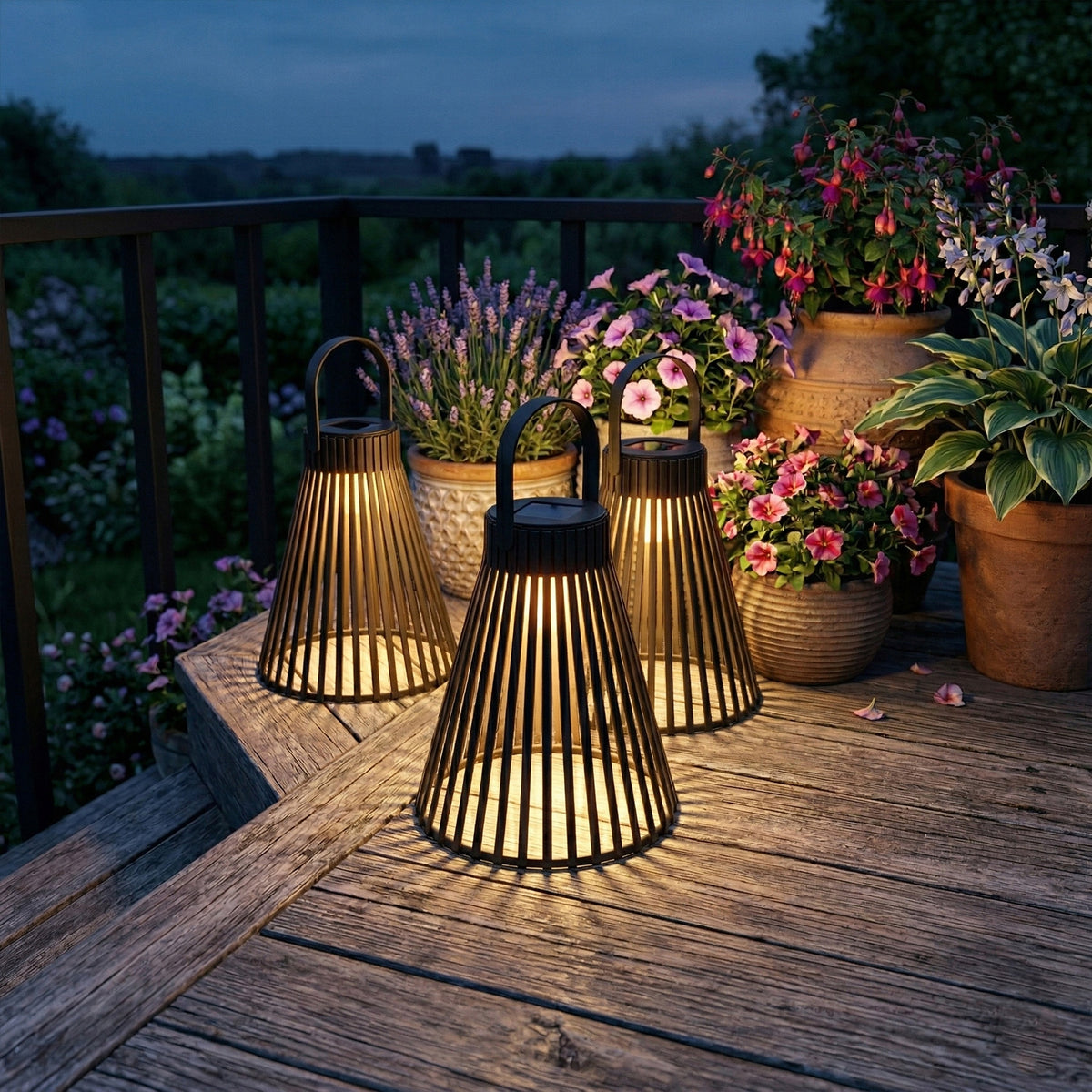 Černý solární LED lampion 3000 K, 33 × 20 cm, IP44