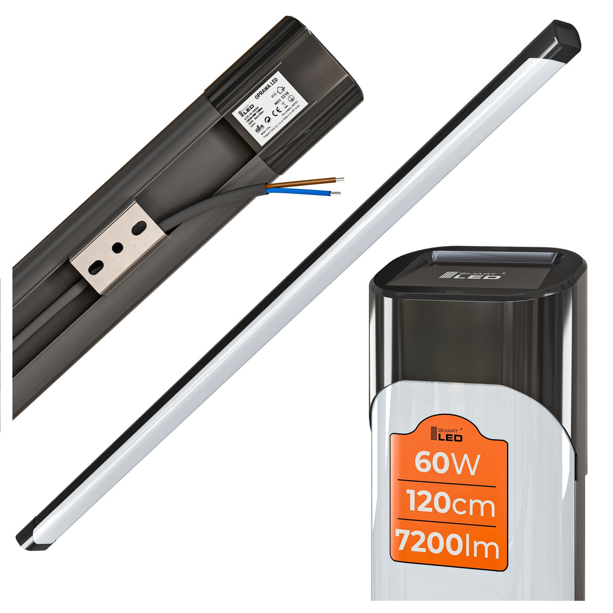 Průmyslové LED svítidlo 60 W, 7200 lm, 120 cm