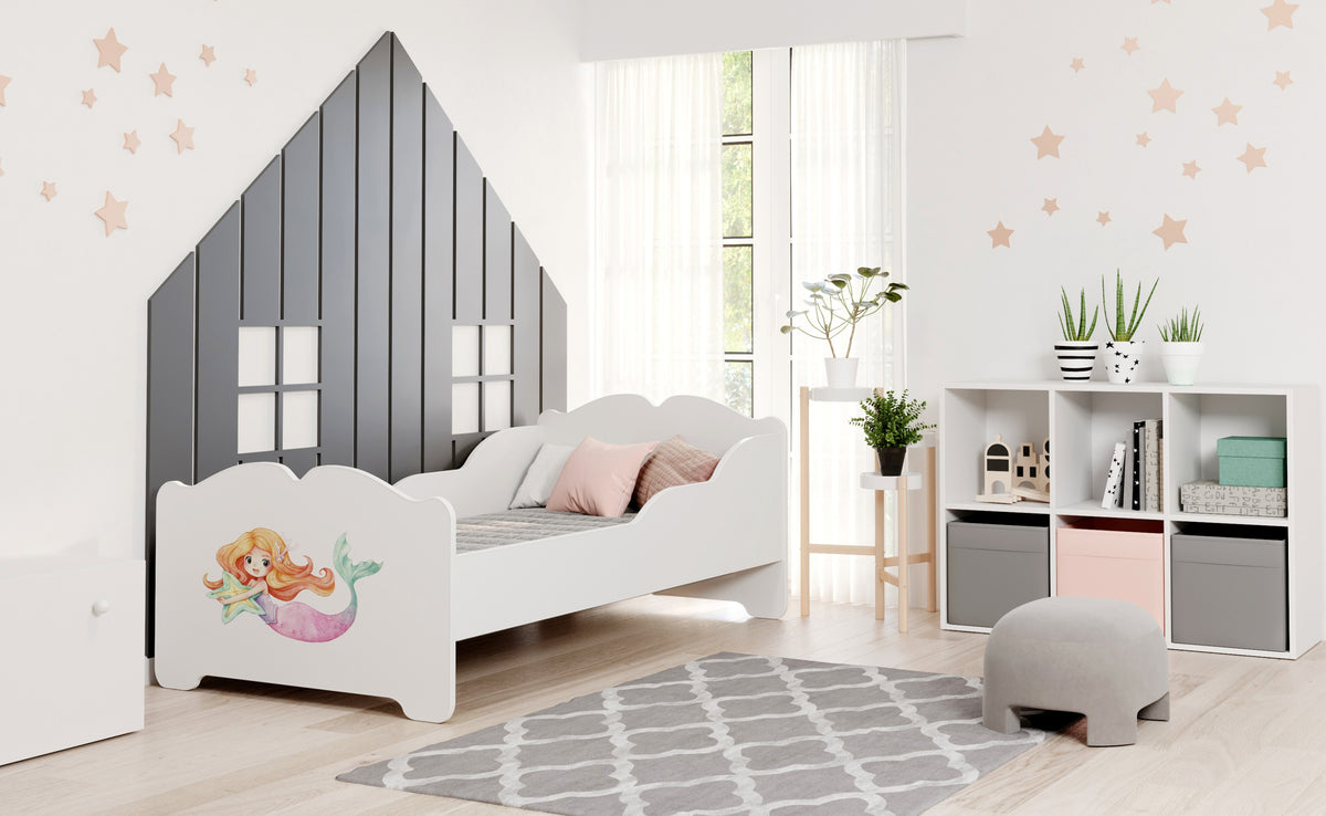 Dětská postel ANNA 160 × 80 cm s matrací – motiv mořská víla